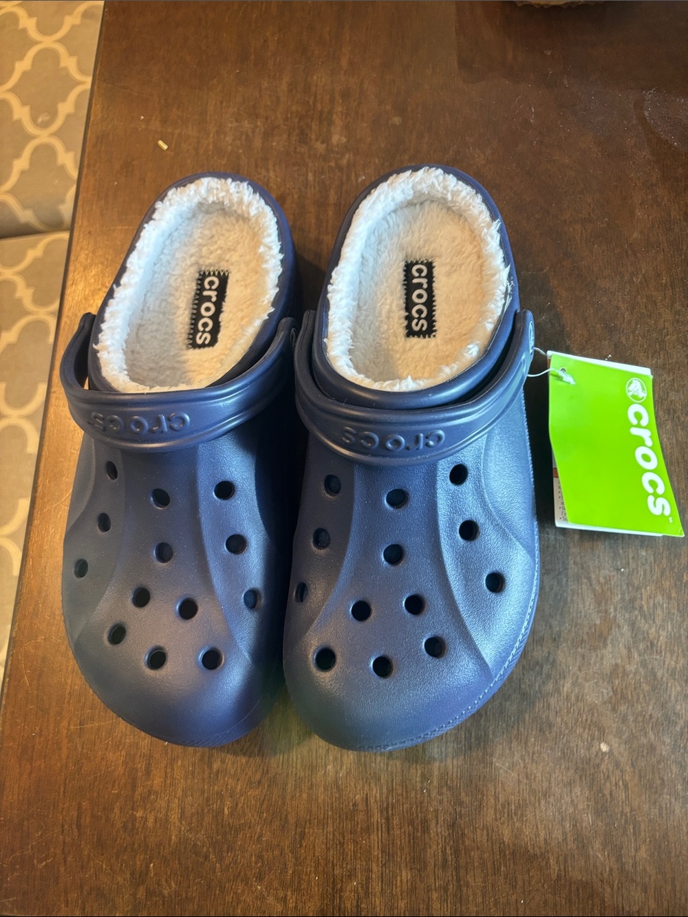 CROCS Navy Blue Lined Classic Clog Mules